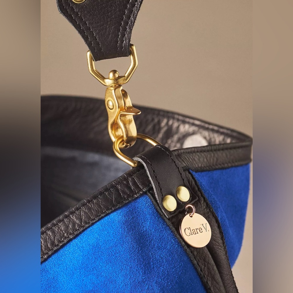 NWT Clare V ‘Veronique’ in Electric Blue w/ Black Lamba Border - Picture 2 of 7